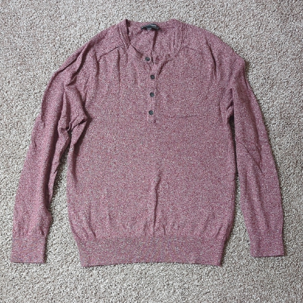 Red Crewneck Sweater with Ribbed Cuffs